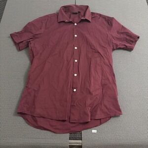 ASOS Mens Short Sleeve Button Down Shirt Burgundy‎ Red Casual XL